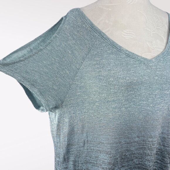 Juicy Couture Short Sleeve Shirt Ombre Knit Gray Blue Lightweight Slouchy XL - Picture 7 of 8